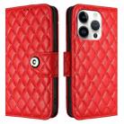 For iPhone 16 Pro Rhombic Texture Flip Leather Phone Case with Lanyard(Red) - 2