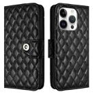 For iPhone 16 Pro Rhombic Texture Flip Leather Phone Case with Lanyard(Black) - 2