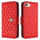 For iPhone SE 2024 Rhombic Texture Flip Leather Phone Case with Lanyard(Red) - 2