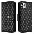 For iPhone 11 Pro Max Rhombic Texture Flip Leather Phone Case with Lanyard(Black) - 2