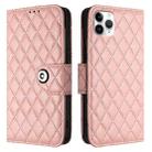 For iPhone 11 Pro Max Rhombic Texture Flip Leather Phone Case with Lanyard(Coral Pink) - 2