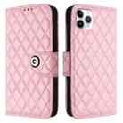 For iPhone 11 Pro Max Rhombic Texture Flip Leather Phone Case with Lanyard(Pink) - 2