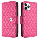 For iPhone 11 Pro Rhombic Texture Flip Leather Phone Case with Lanyard(Rose Red) - 2