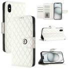 For iPhone XS / X Rhombic Texture Flip Leather Phone Case with Lanyard(White) - 1