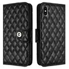 For iPhone XS Max Rhombic Texture Flip Leather Phone Case with Lanyard(Black) - 2