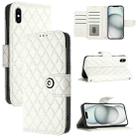 For iPhone XS Max Rhombic Texture Flip Leather Phone Case with Lanyard(White) - 1