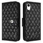 For iPhone XR Rhombic Texture Flip Leather Phone Case with Lanyard(Black) - 2