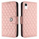 For iPhone XR Rhombic Texture Flip Leather Phone Case with Lanyard(Coral Pink) - 2