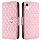 For iPhone XR Rhombic Texture Flip Leather Phone Case with Lanyard(Pink) - 2