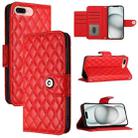 For iPhone 8 Plus / 7 Plus / 6s Plus Rhombic Texture Flip Leather Phone Case with Lanyard(Red) - 1