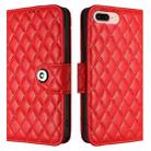 For iPhone 8 Plus / 7 Plus / 6s Plus Rhombic Texture Flip Leather Phone Case with Lanyard(Red) - 2