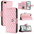 For iPhone 8 Plus / 7 Plus / 6s Plus Rhombic Texture Flip Leather Phone Case with Lanyard(Pink) - 1