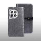 For OnePlus 12 idewei Crocodile Texture Leather Phone Case(Grey) - 1