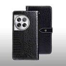 For OnePlus 12 idewei Crocodile Texture Leather Phone Case(Black) - 1
