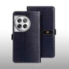 For OnePlus 12 idewei Crocodile Texture Leather Phone Case(Dark Blue) - 1