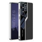 For Samsung Galaxy S25 Ultra 5G GKK Plating TPU + Leather Supercar Full Coverage Phone Case(Carbon Fiber) - 1