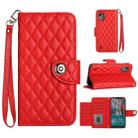 For Nokia C12 Rhombic Texture Flip Leather Phone Case with Lanyard(Red) - 1