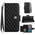 For Nokia C12 Rhombic Texture Flip Leather Phone Case with Lanyard(Black) - 1