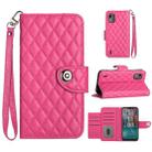 For Nokia C12 Rhombic Texture Flip Leather Phone Case with Lanyard(Rose Red) - 1