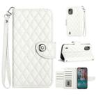 For Nokia C12 Rhombic Texture Flip Leather Phone Case with Lanyard(White) - 1