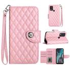 For Nokia C22 Rhombic Texture Flip Leather Phone Case with Lanyard(Pink) - 1