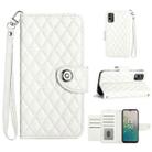 For Nokia C32 Rhombic Texture Flip Leather Phone Case with Lanyard(White) - 1