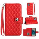 For Nokia G22 Rhombic Texture Flip Leather Phone Case with Lanyard(Red) - 1