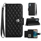 For Nokia G22 Rhombic Texture Flip Leather Phone Case with Lanyard(Black) - 1