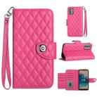 For Nokia G22 Rhombic Texture Flip Leather Phone Case with Lanyard(Rose Red) - 1