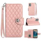 For Nokia G22 Rhombic Texture Flip Leather Phone Case with Lanyard(Coral Pink) - 1