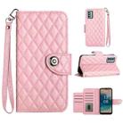 For Nokia G22 Rhombic Texture Flip Leather Phone Case with Lanyard(Pink) - 1