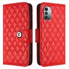 For Nokia G11 / G21  Rhombic Texture Flip Leather Phone Case with Lanyard(Red) - 2