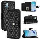 For Nokia G11 / G21  Rhombic Texture Flip Leather Phone Case with Lanyard(Black) - 1