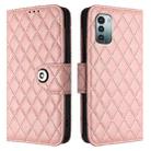 For Nokia G11 / G21  Rhombic Texture Flip Leather Phone Case with Lanyard(Coral Pink) - 2