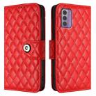 For Nokia G42 / G310 Rhombic Texture Flip Leather Phone Case with Lanyard(Red) - 2