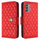 For Nokia G400 Rhombic Texture Flip Leather Phone Case with Lanyard(Red) - 2