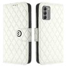 For Nokia G400 Rhombic Texture Flip Leather Phone Case with Lanyard(White) - 2