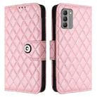 For Nokia G400 Rhombic Texture Flip Leather Phone Case with Lanyard(Pink) - 2