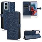 For Motorola Moto G34 5G Honeycomb Dot Texture Leather Phone Case(Blue) - 1