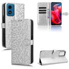 For Motorola Moto G24 / G04 Honeycomb Dot Texture Leather Phone Case(Silver) - 1