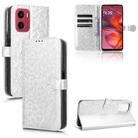 For Motorola Moto G05 / E15 Honeycomb Dot Texture Leather Phone Case(Silver) - 1