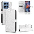 For Motorola Moto G 5G 2025 Honeycomb Dot Texture Leather Phone Case(Silver) - 1