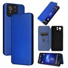 For ASUS ROG Phone 8 Pro Carbon Fiber Texture Flip Leather Phone Case(Blue) - 1