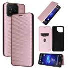 For ASUS ROG Phone 8 Carbon Fiber Texture Flip Leather Phone Case(Pink) - 1