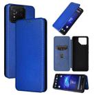 For ASUS ROG Phone 8 Carbon Fiber Texture Flip Leather Phone Case(Blue) - 1