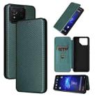 For ASUS ROG Phone 8 Carbon Fiber Texture Flip Leather Phone Case(Green) - 1