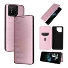 For ASUS ROG Phone 9 Carbon Fiber Texture Flip Leather Phone Case(Pink) - 1