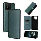 For ASUS ROG Phone 9 Carbon Fiber Texture Flip Leather Phone Case(Green) - 1