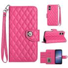 For Sony Xperia 5 V Rhombic Texture Flip Leather Phone Case with Lanyard(Rose Red) - 1