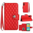 For Sony Xperia 10 IV Rhombic Texture Flip Leather Phone Case with Lanyard(Red) - 1